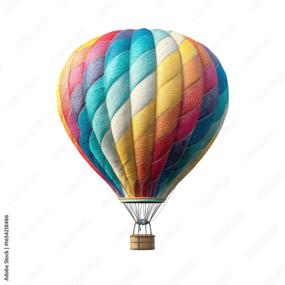 Naklejka premium Colorful hot air balloon isolated on black background