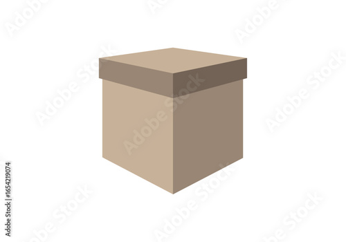 Caja de cartón cerrada en fondo blanco