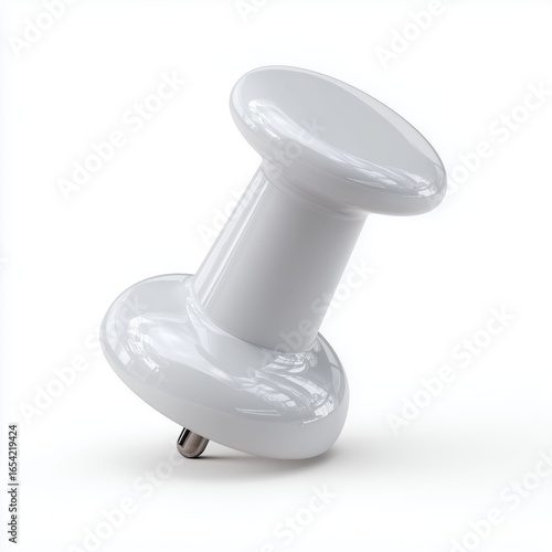 Elegant White Push Pin - Modern Office Supply , PNG isolated cut out image