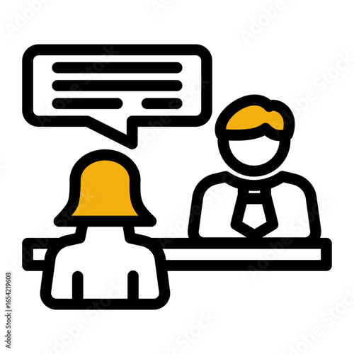 Job Candidate Meeting icon from the Hiring icon collection (Outline Color Lineal Style)