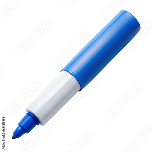 Blue whiteboard marker isolated on transparent background