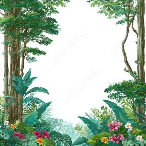 Tropical Forest Border Design , PNG isolated cut out image