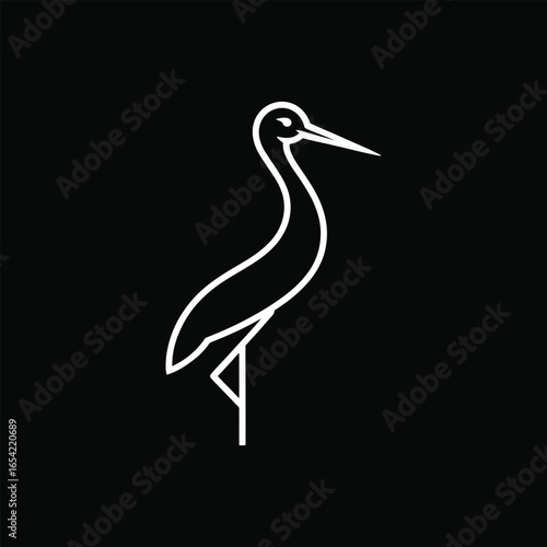 stork logo vector line art 