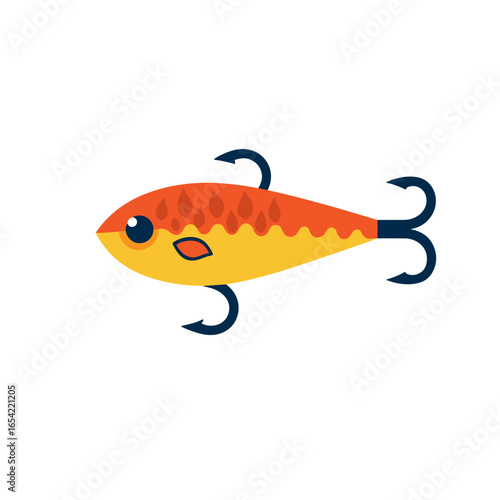 Colorful fishing lure designed as a fish with hooks  