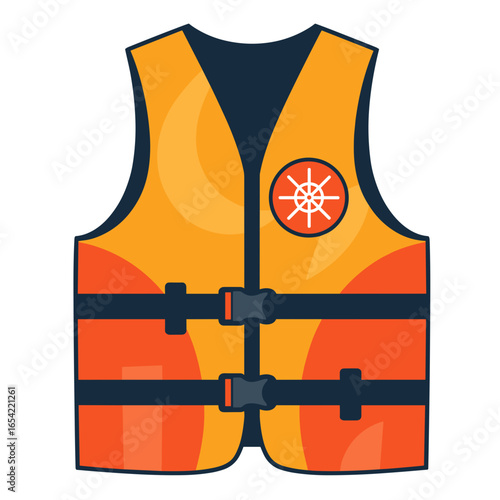 Bright orange safety vest with flotation features for water activities  