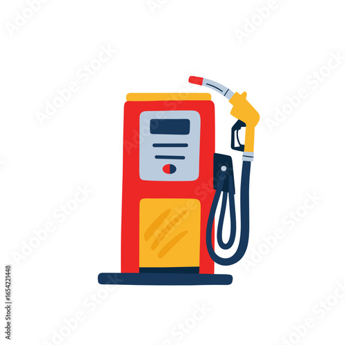 Fuel pump in bright colors with nozzle for dispensing gasoline  
