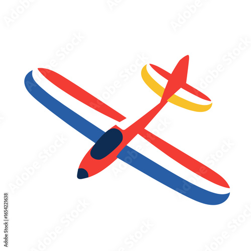 Red and blue glider plane flying