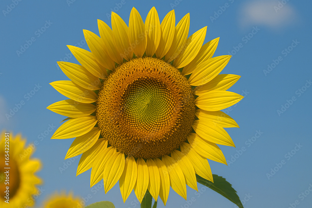 Naklejka premium Sunflowers in full bloom swaying in the wind, a symbol of summer