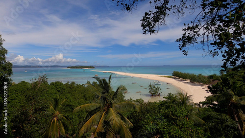 Beautiful view of Nosy Iranja white tropical beach on Madagascar