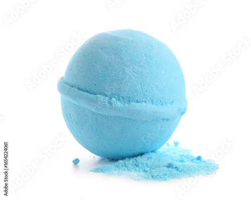Blue bath bomb isolated on white background