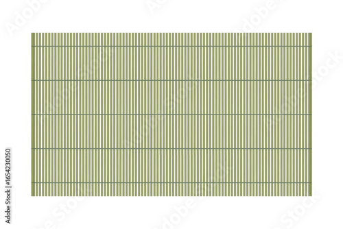 Bamboo mat texture vector background. Light green wooden slats with vertical stripes and horizontal stitching lines. Natural Asian woven. Traditional bamboo floor or table mat backdrop.