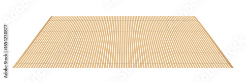 Bamboo mat texture vector background. Light brown wooden slats with vertical stripes and horizontal stitching lines. Natural Asian woven. Traditional bamboo floor or table mat backdrop.