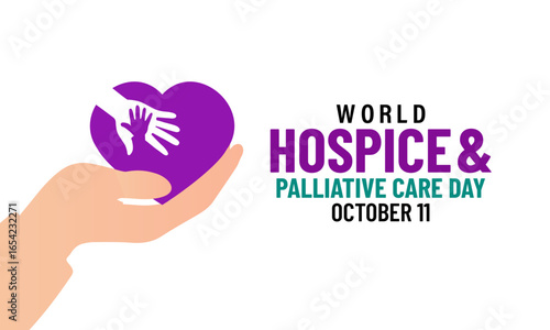World Hospice and Palliative Care Day highlights quality care, support for serious illnesses, and compassion for families worldwide. Realistic ribbon. Banner poster, social media, flyer and background
