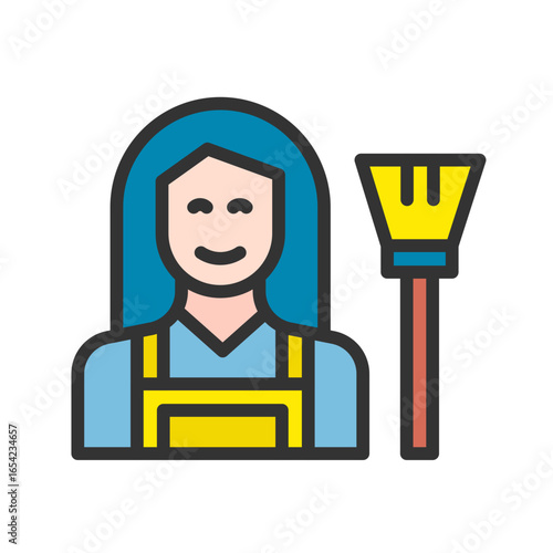 Cleaning Lady icon vector image. Suitable for mobile apps, web apps and print media.