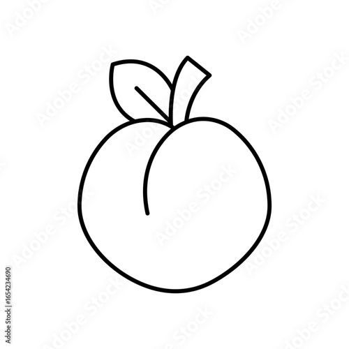 Peach Fruit Line Icon: Healthy Food and Fresh Produce