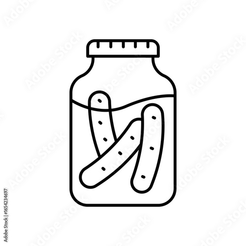 Pickles Food Line Icon: Condiment and Preserved Vegetable