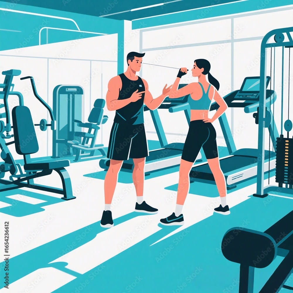 Fototapeta premium man and woman exercising in gym