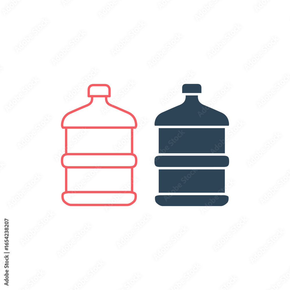 Gallons bottle vector illustration icons set Gallons bottle vector illustration icons set