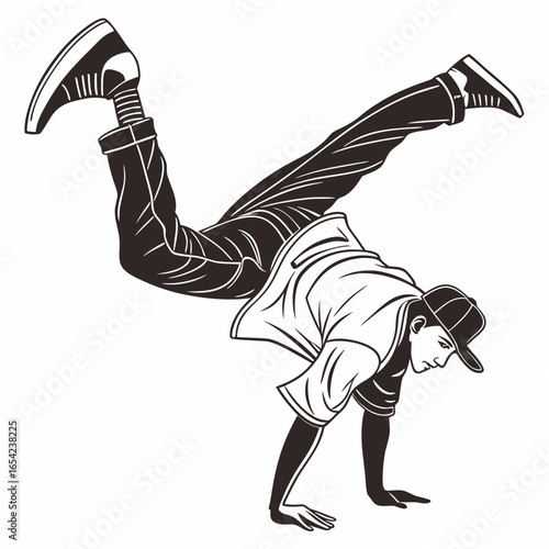 Breakdancer in a freeze pose on a white background hip hop