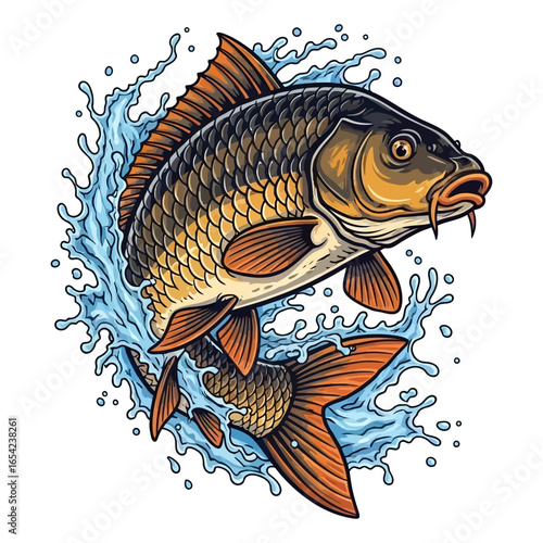 carp fishing illustration logo vector image t shirt
