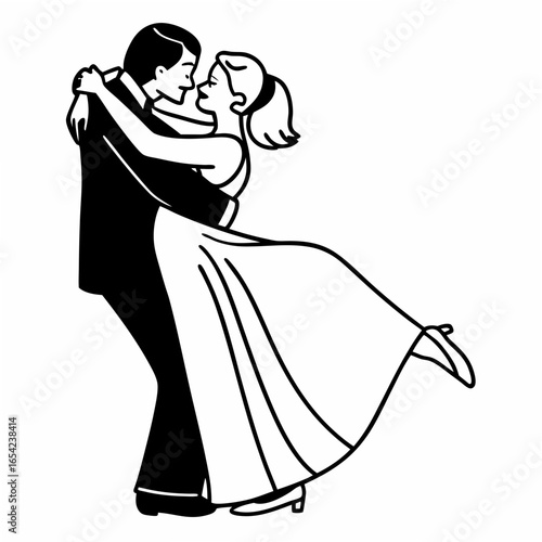 Couple embracing and dancing closely on a white background embrace romance