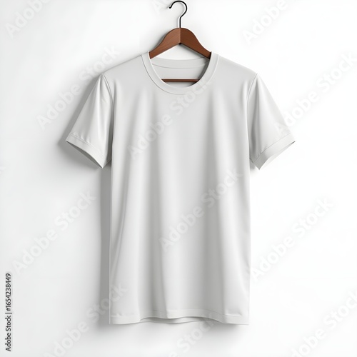 Wallpaper Mural White T-Shirt Mockup Hanging on Wooden Hanger for Product Presentation Torontodigital.ca