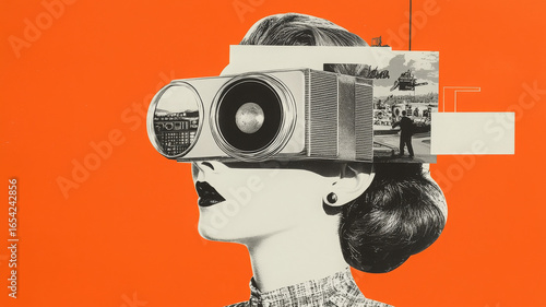 Collage head is captivated by digital world through futuristic device
