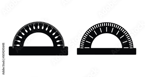 Two black protractor silhouettes on a white background
