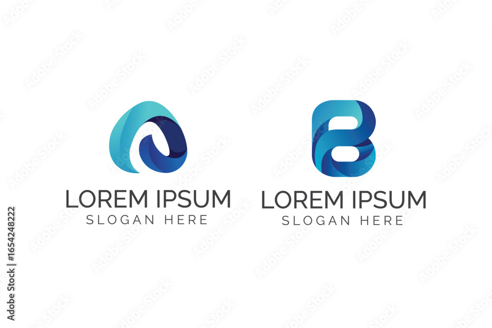 Fototapeta premium Modern Letter A Ribbon Logo, 3D Gradient Abstract Vector Design for Branding.