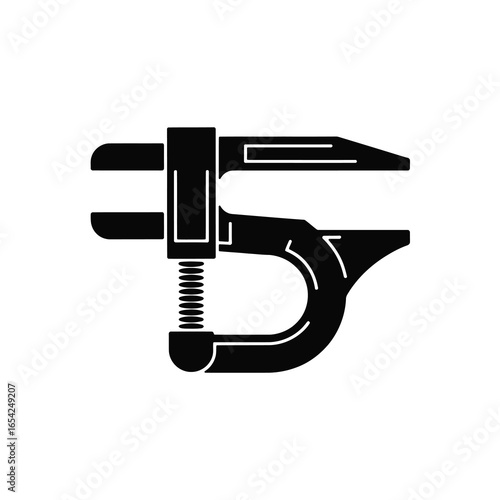 Black and white illustration of a c clamp tool