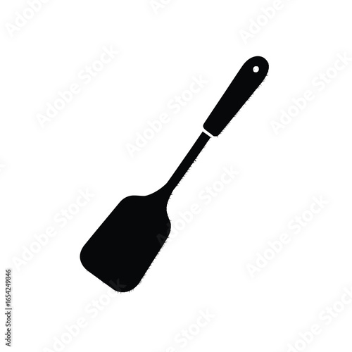 Black silhouette of a kitchen spatula on a white background
