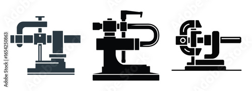 Three silhouettes of mechanical measuring instruments