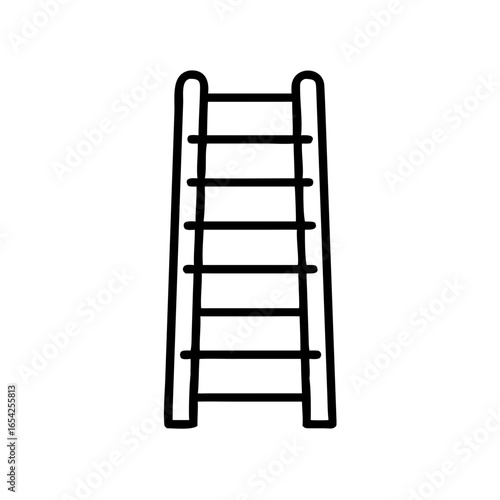 Line icon of a straight ladder used on construction sites for climbing and accessing elevated work areas safely.
