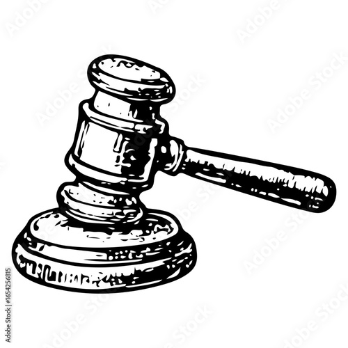Vintage Judge Gavel Icon, Classic Courtroom Tool Illustration Design