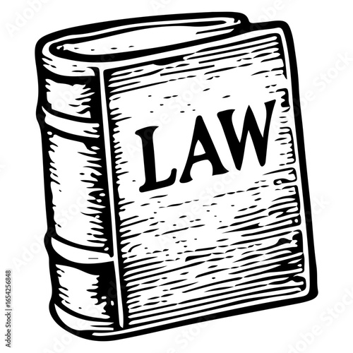 Vintage Law Book Icon, Classic Legal Text Illustration for Courtroom Design