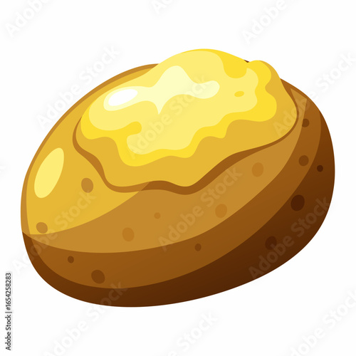 Baked potato with melted butter on a white background illustration food