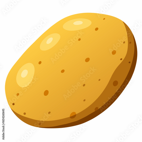 Single whole raw potato with brown skin and dimples on a white background whole potato tuber