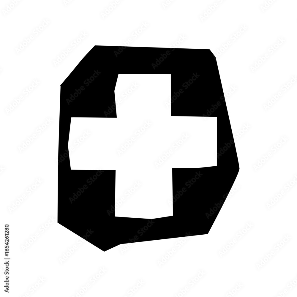 Obraz premium White shield with white cross symbol isolated on white background