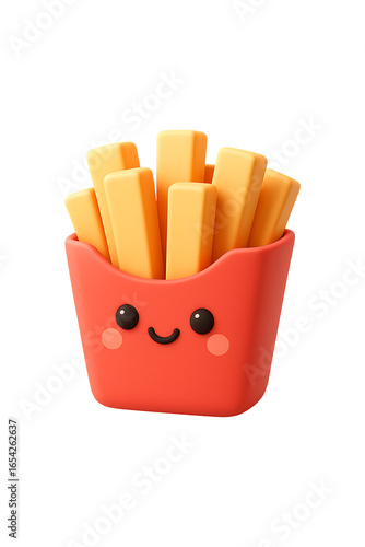 3d cute chips fries cartoon style High quality Realistic image