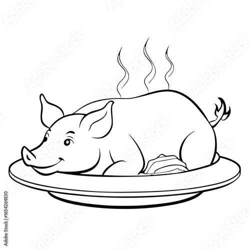 Meat and fish roasted suckling pig icon transparent background