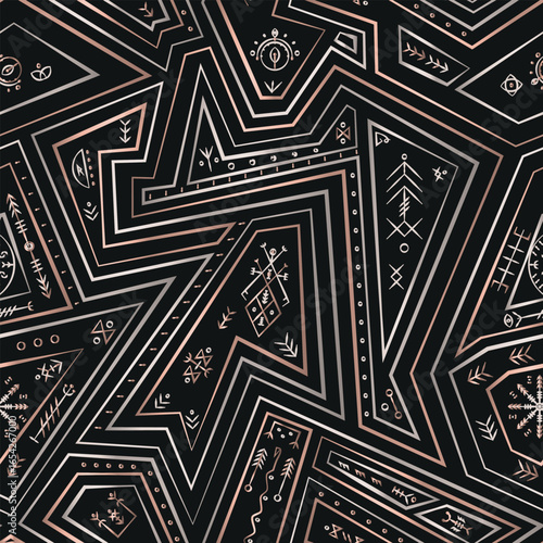 Scandinavian bronze maze. Seamless pattern.