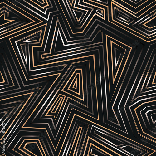 Scandinavian metallic maze. Seamless pattern.