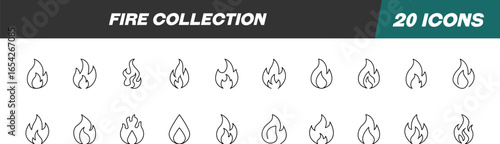 Signs of Fire, Flame for Shops and Stores. Suitable for books, stores, shops. Editable stroke in minimalistic outline style. Symbol for design