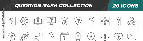 Collection of Line Icons of Question Mark. Suitable for books, stores, shops. Editable stroke in minimalistic outline style. Symbol for design