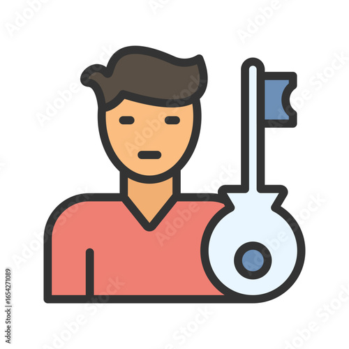 Key Person icon vector image. Suitable for mobile apps, web apps and print media.