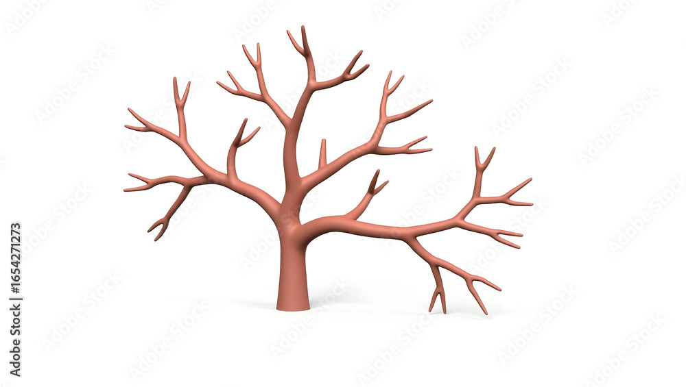 Fototapeta premium Anatomy & Physiology A 3D model of the tracheobronchial tree, isolated on white, showing branching generations for anesthesia, bronchoscopy, and airway management