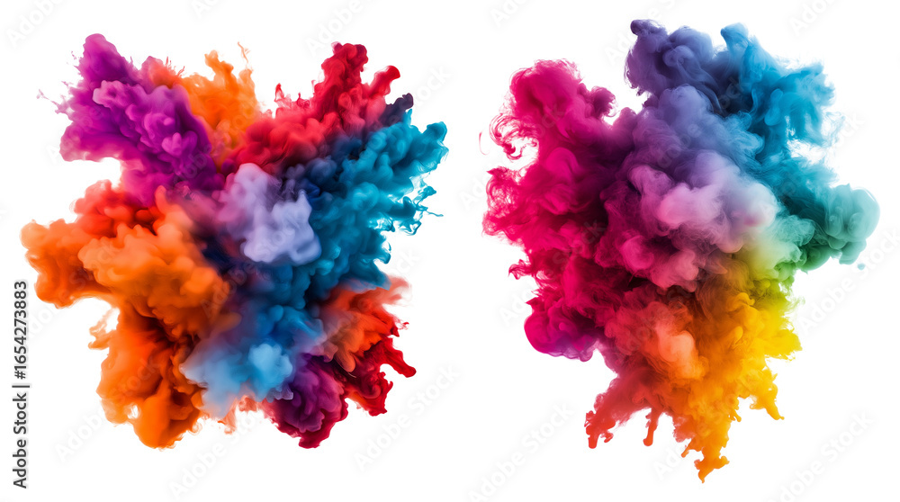 Fototapeta premium Multicolor Smoke Explosion Set Isolated for Creative Projects