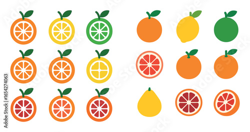 Colorful Citrus Icons Grid
