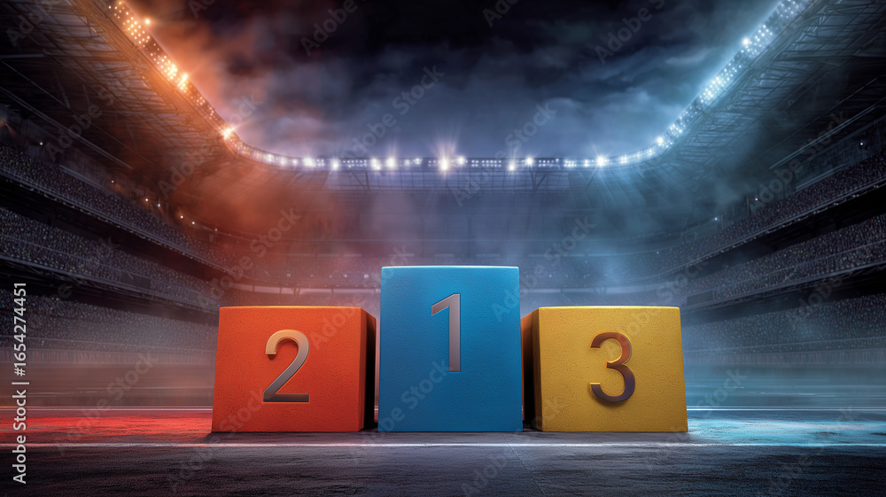 Obraz premium Sports podium with stadium background