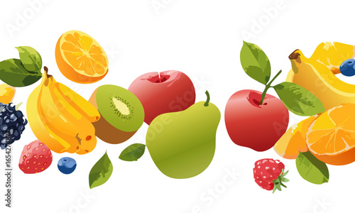 set of falling fruits vector banner icon art design on white background